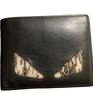Fendi Monster Black Python eyes bifold